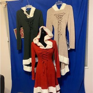 New Beautiful Hooded Green, Red or Tan X-Large Dress!(#452)